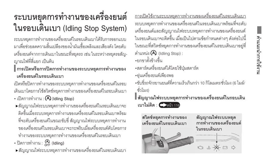 คู่มือ Honda Giorno+ อธิบายระบบหยุดการทำงานของเครื่องยนต์ในรอบเดินเบา