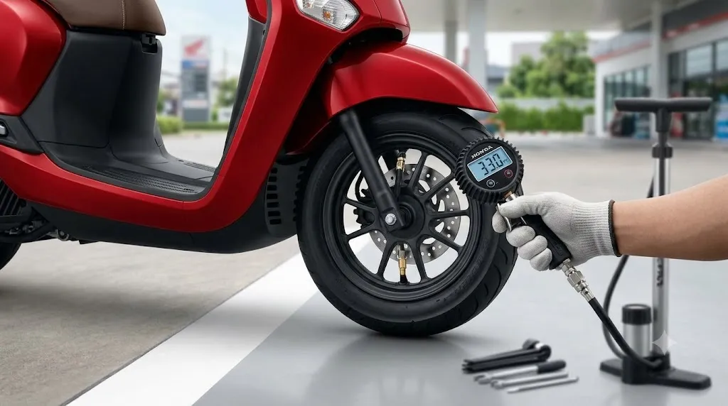 เติมลมจีออโน่เท่าไหร่? คู่มือเซ็ตลมยาง Honda Giorno+ ให้ขี่สนุก นุ่มหนึบ ทุกลูกระนาด!