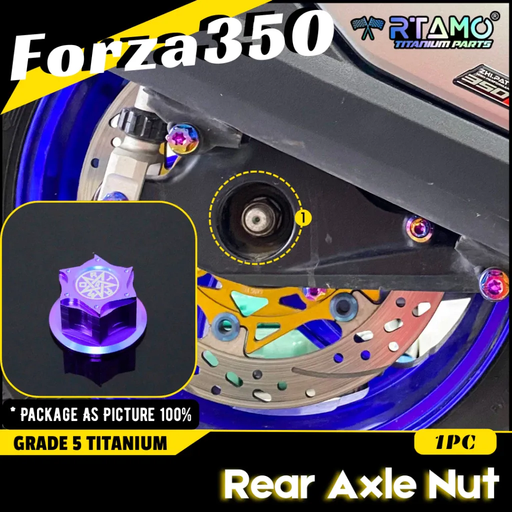 RTAMO ไทเทเนียมน็อตล้อหลังน็อตฮับ M16x1.5P สำหรับ Xmax Forza PCX Lead Giorno