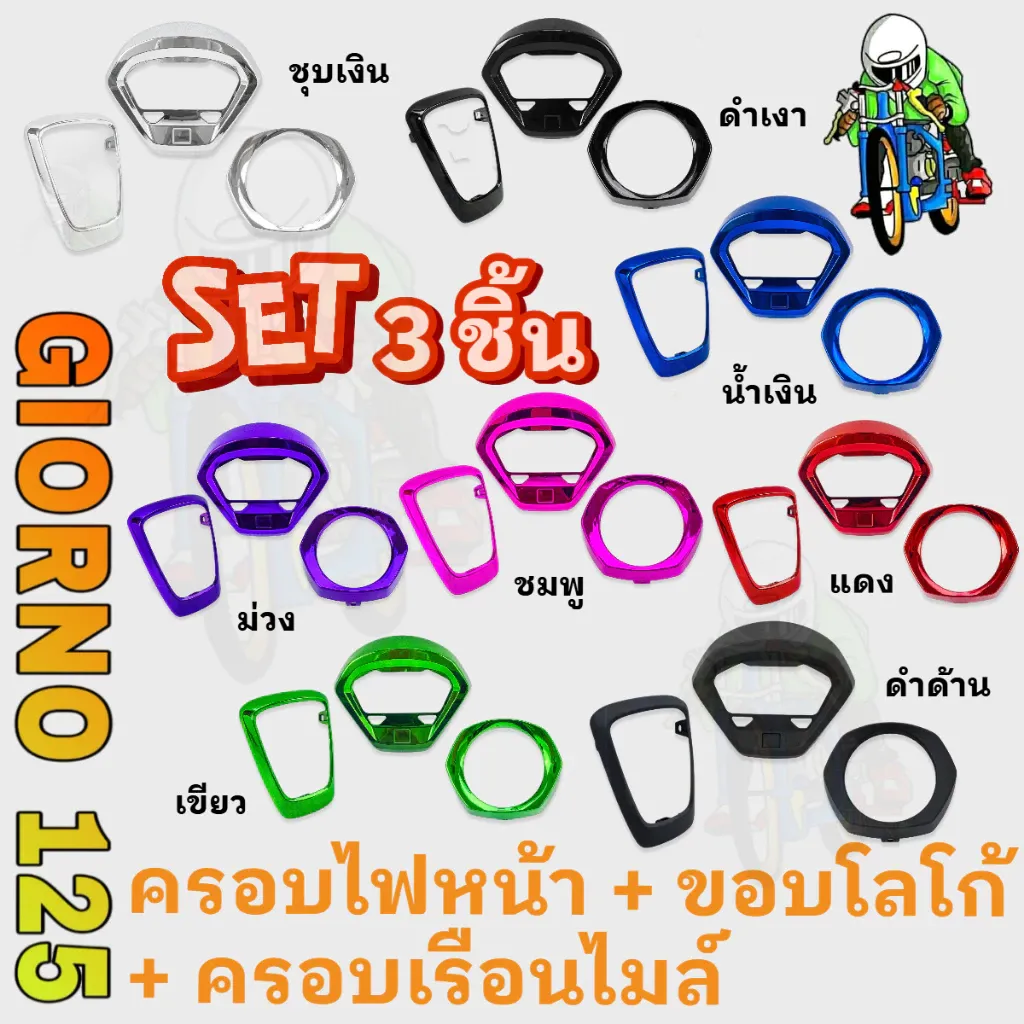 ชุดแต่งสี 3 ชิ้น Honda Giorno 125 ABS ขอบโลโก้ ครอบไฟหน้า ครอบเรือนไมล์