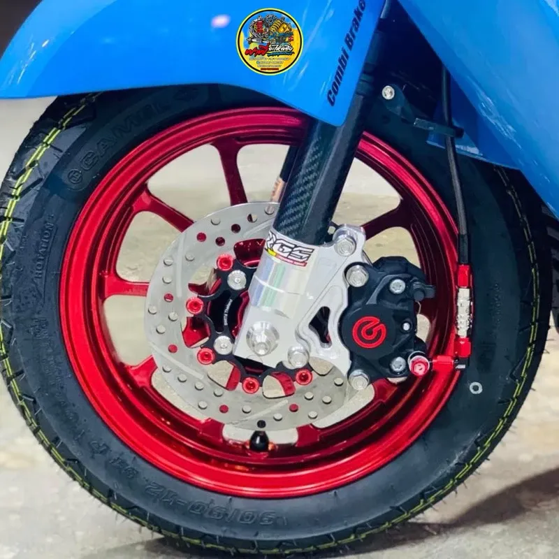 ขาปั้มด้วง/ปักข้าง กระบอกโช๊ค RGS มีเซนเซอร์ ABS สำหรับจาน 220mm Honda Giorno/Lead (เฉพาะขาเท่านั้น) - อะไหล่แต่ง Giorno+