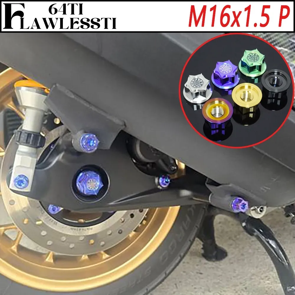 FLAWLESSTI M16x1.5 Pitch Gr5 Titanium Rear Axle Nut for Honda Giorno 125, Forza 350, ADV 350, PCX 160, ADV 160, Yamaha Xmax 300, Nmax 155, Aerox 155