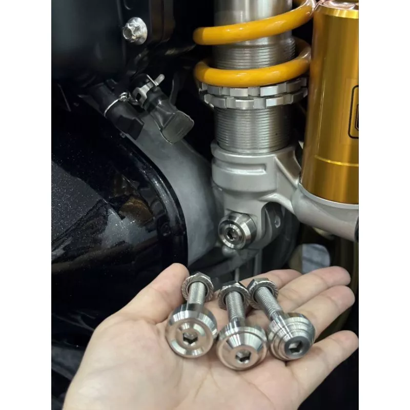 น็อตโช๊คหลัง Giorno+ Lead PCX Grand Filano งานกลึงมือ สแตนเลสแท้ (สำหรับโช๊ค Ohlins, Profender, YSS) - อะไหล่แต่ง Giorno+