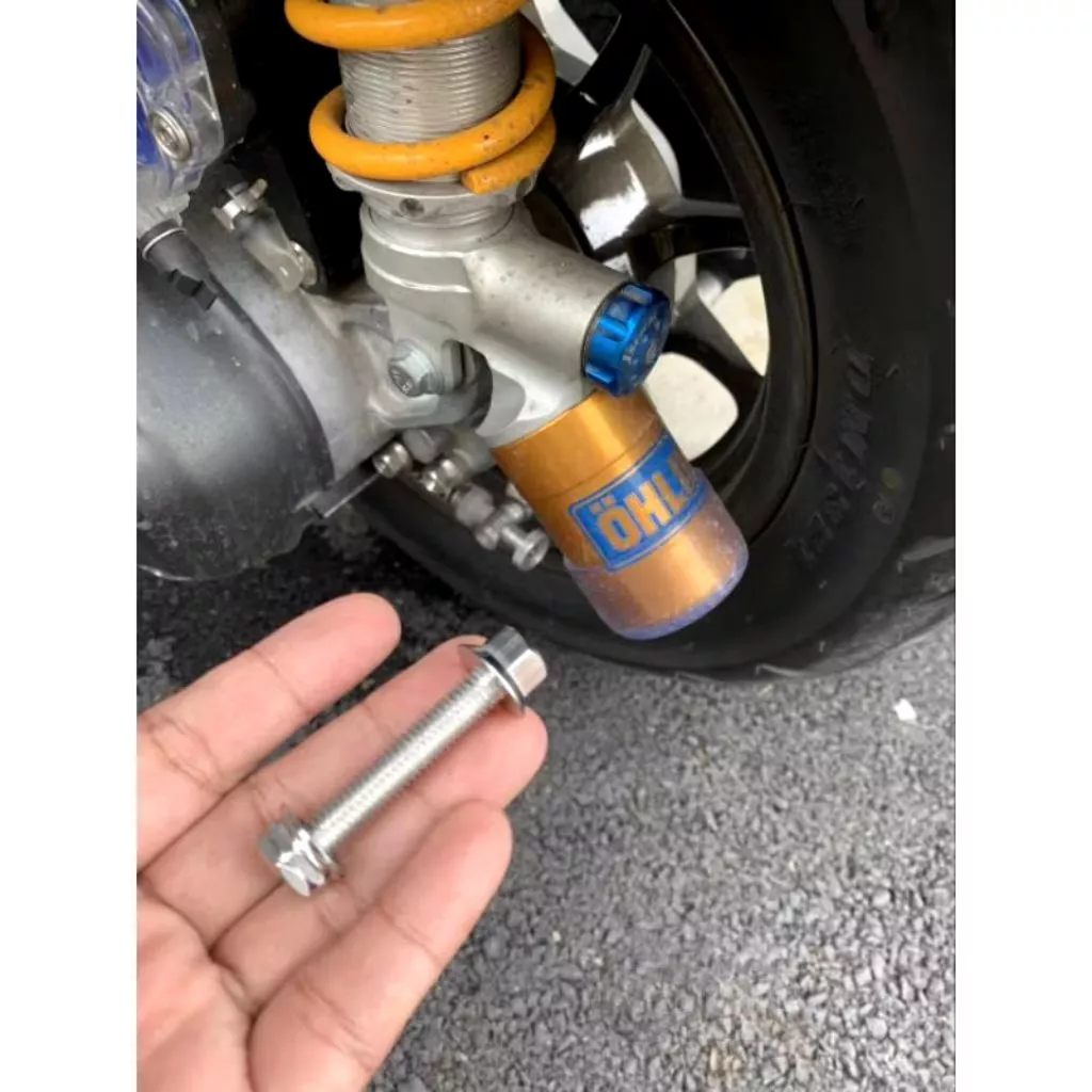 ชุดน็อตยึดโช๊คหลัง Ohlins สำหรับ Honda Giorno (สแตนเลส) - อะไหล่แต่ง Giorno+