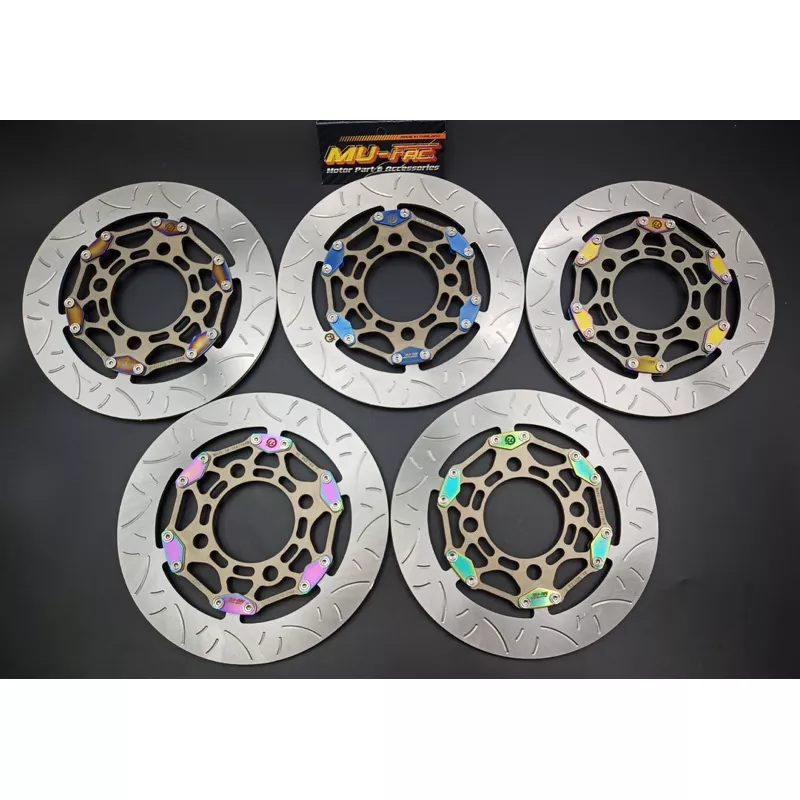 จานดิสเบรคแต่ง Giorno 190mm. ลายหมุดเป่า สีไทเท งาน MU-FAC - อะไหล่แต่ง Giorno+