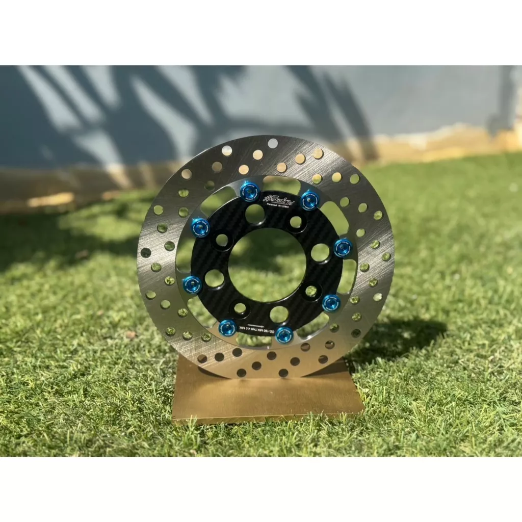 จานดิสก์เบรกหน้า Honda Giorno 190 มม. ลายคาร์บอน 8 หมุด (เลือกสีหมุดได้)