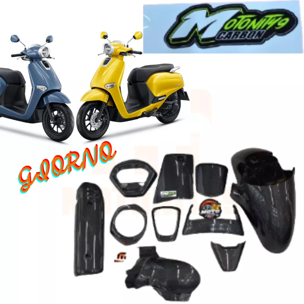 ชุดแต่งคาร์บอนเคฟล่า Honda Giorno ลาย 4 (ครอบไฟหน้า, ครอบโลโก้, ครอบไมล์, ครอบไฟท้าย)