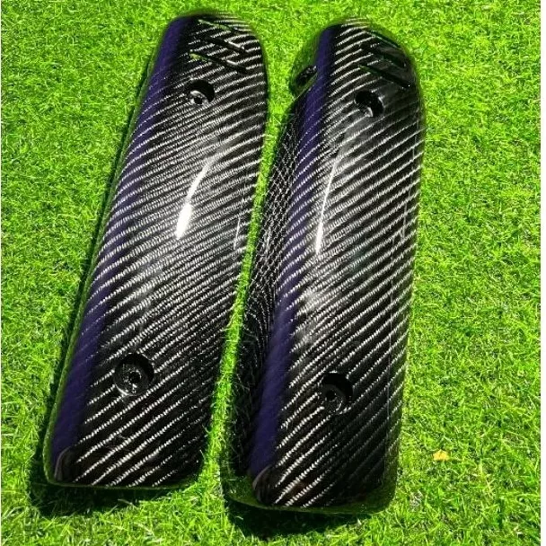 ฝาครอบกันร้อนท่อไอเสีย Honda Giorno (ผ้าคาร์บอนดำ ลาย 4) - อะไหล่แต่ง Giorno+