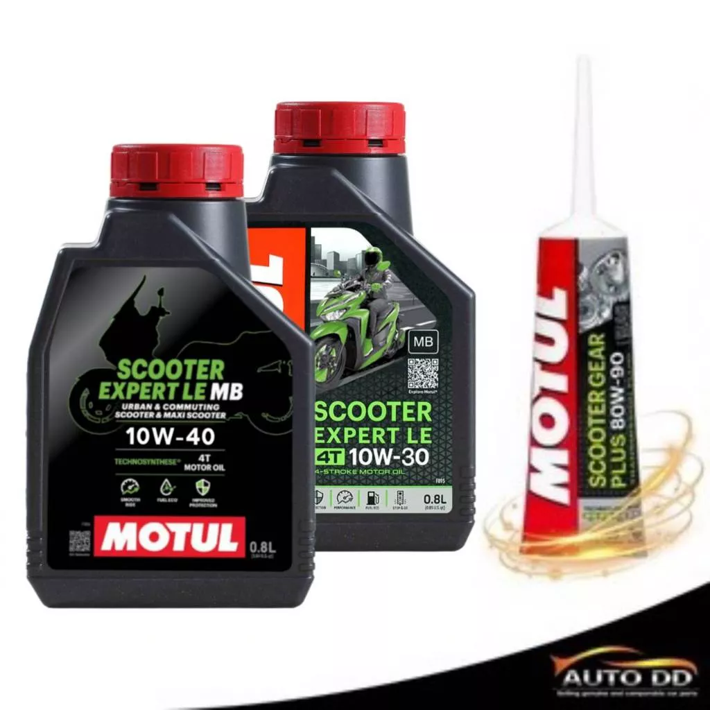 น้ำมันเครื่อง Motul Scooter Expert LE 4T สำหรับ Honda Giorno (เลือกเบอร์ 10W-30 / 10W-40) ขนาด 0.8 ลิตร พร้อมน้ำมันเฟืองท้าย Motul 120ml