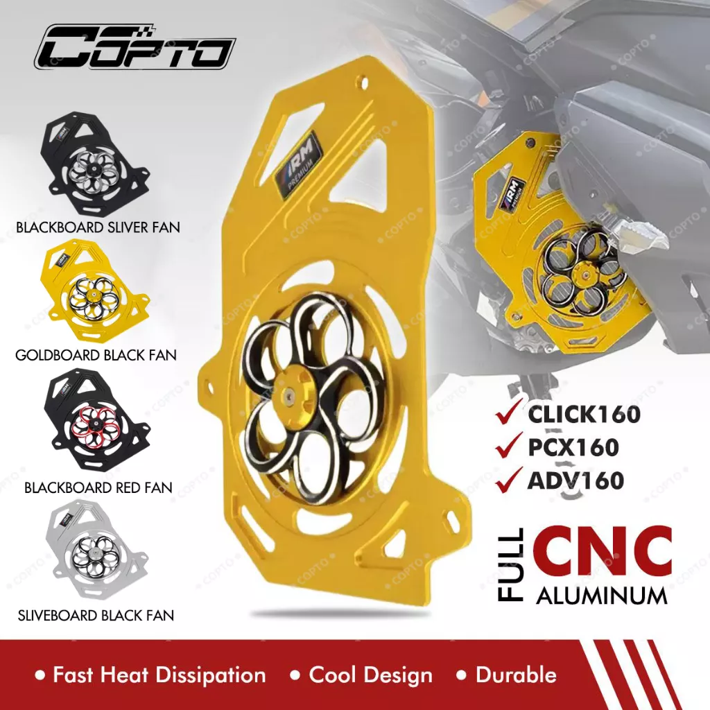 การ์ดหม้อน้ำ CNC อลูมิเนียม ดีไซน์พัดลม Spinner สำหรับ Honda Giorno125, PCX160, ADV160, Click160, Lead125