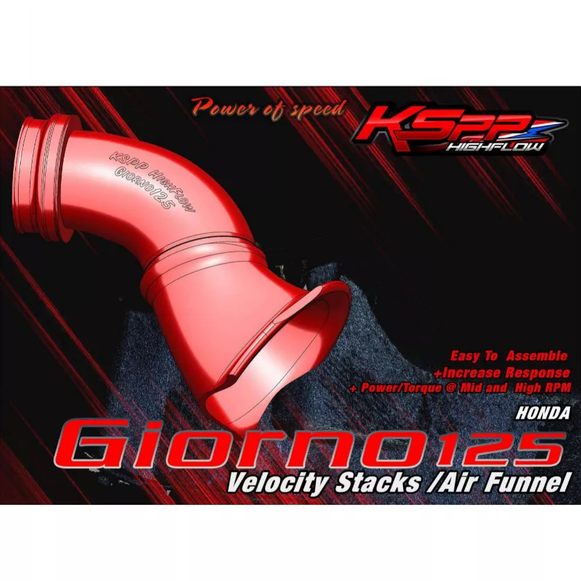 คอกรองอากาศ KSPP HighFlow Velocity Stack สำหรับ Honda Lead125 และ Giorno125 - อะไหล่แต่ง Giorno+