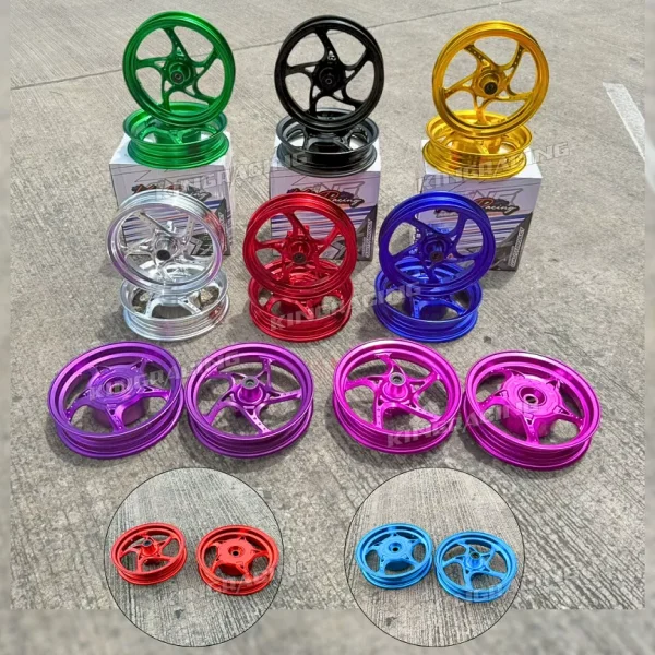ล้อแม็กแต่ง CNC Honda Giorno 5ก้าน ขอบ 12 นิ้ว ลาย V.2 (หน้า-หลัง) ตรงรุ่น แข็งแรง ทนทาน มี 10 สี