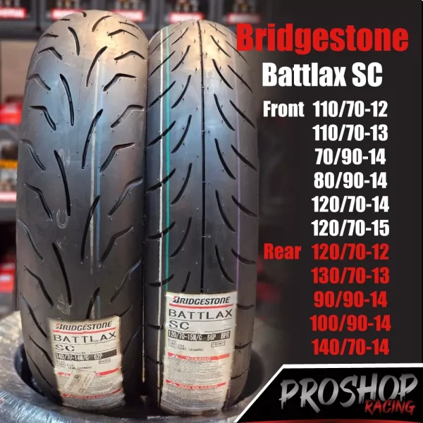 ยาง Bridgestone Battlax SC สำหรับ Honda Giorno, PCX150, Click, Nmax, Xmax, Forza - ขอบ 12, 13, 14, 15